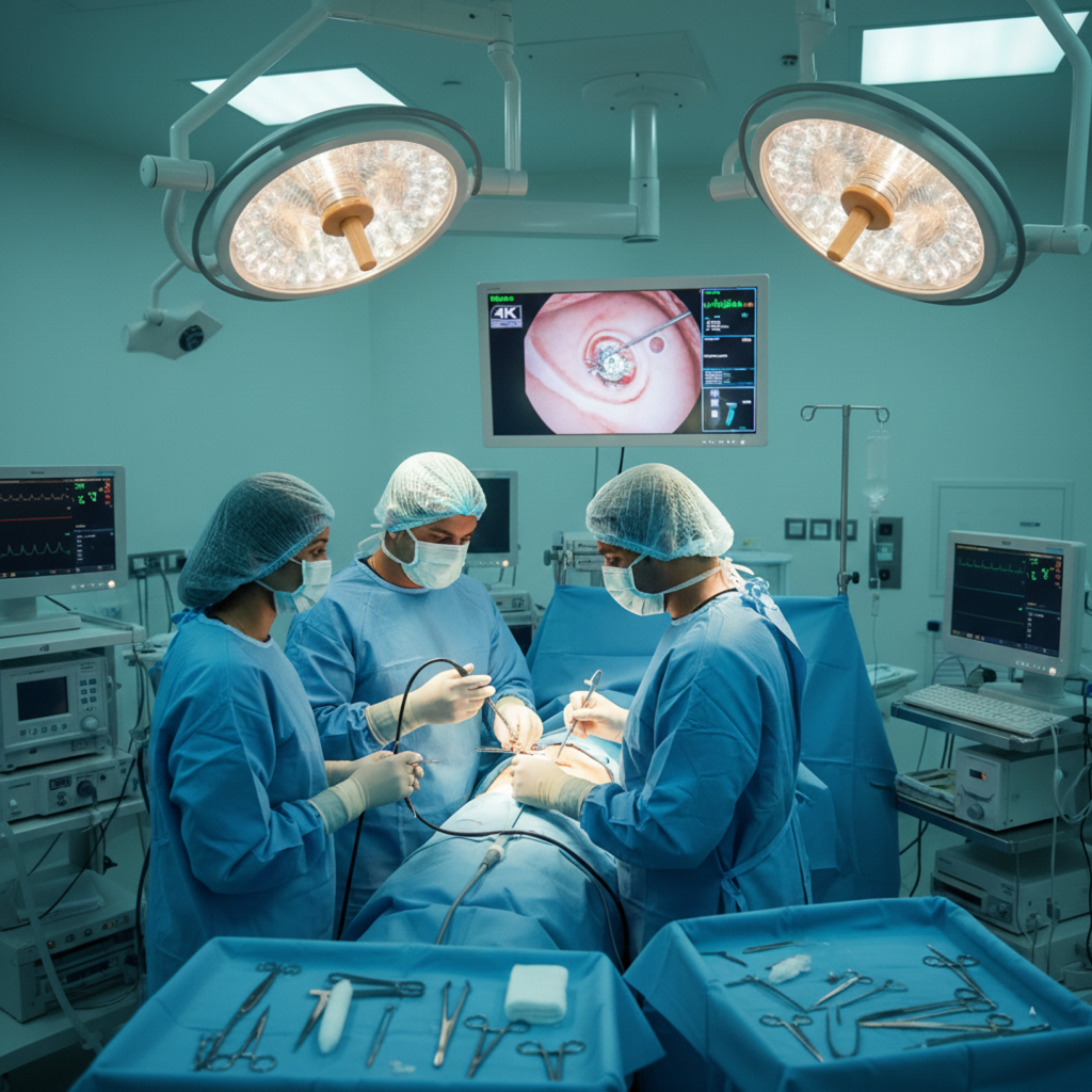 General and laparoscopic surgery performed in a modern hospital operation theatre